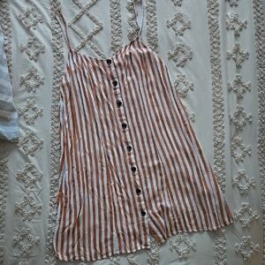 Striped Button-Down Sleeveless Top